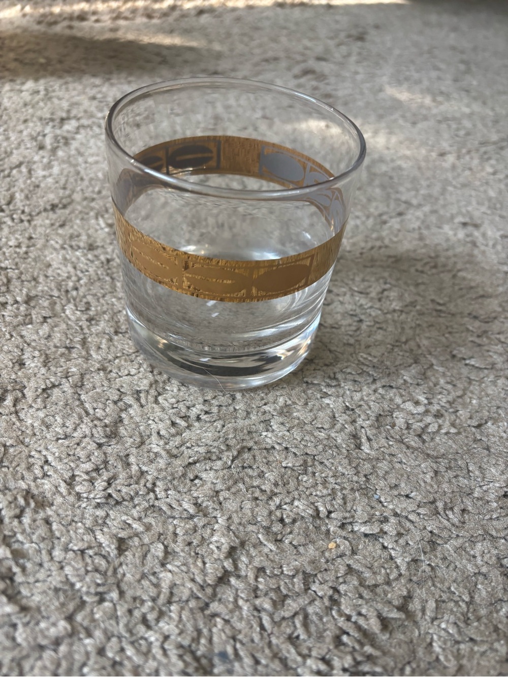 Clear Glass Tumbler with Gold Band